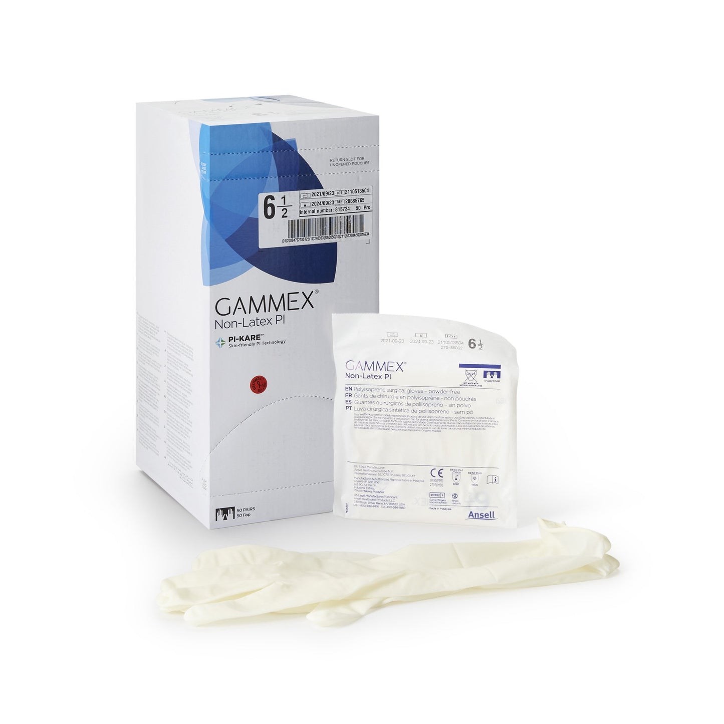 GAMMEX® Non-Latex PI Surgical Glove Size 6.5 Sterile Polyisoprene Standard Cuff Length Micro-Textured White Chemo Tested (765477_BX)