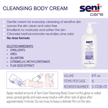 Seni® Care Rinse-Free Body Wash Cream 8 oz. Pump Bottle Light Scent (1163814_EA)