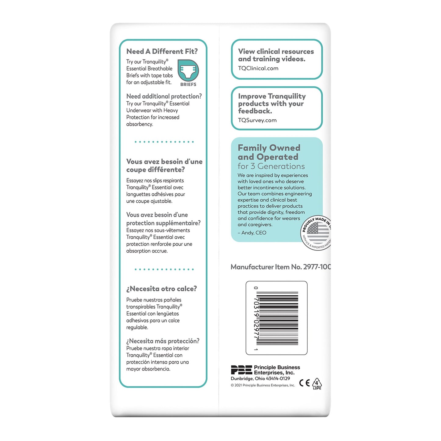 Tranquility® Essential Unisex Adult Absorbent Underwear Pull On with Tear Away Seams X-Large Disposable Moderate Absorbency (884712_BG)