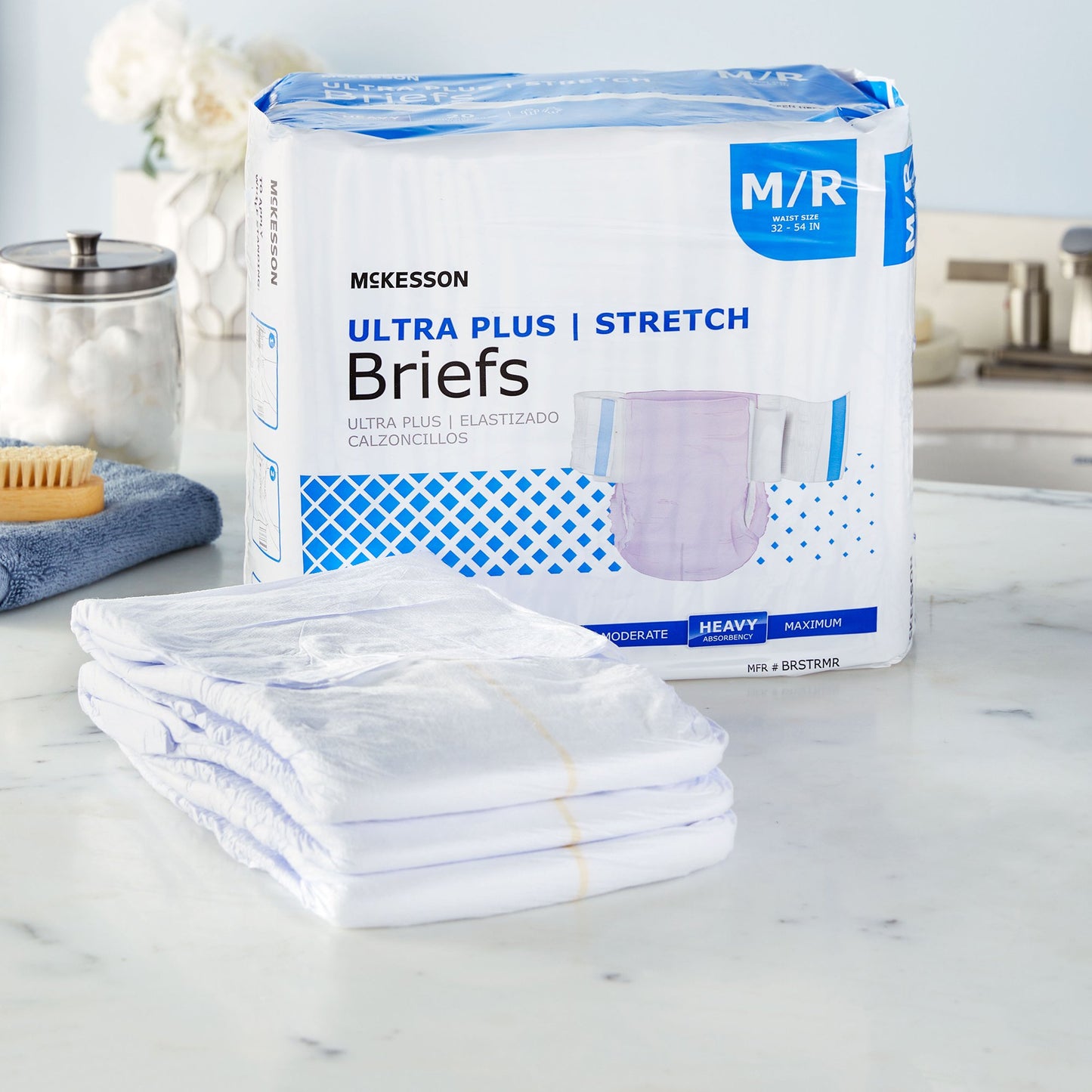 McKesson Ultra Plus Stretch Unisex Adult Incontinence Brief Medium Disposable Heavy Absorbency (884170_BG)