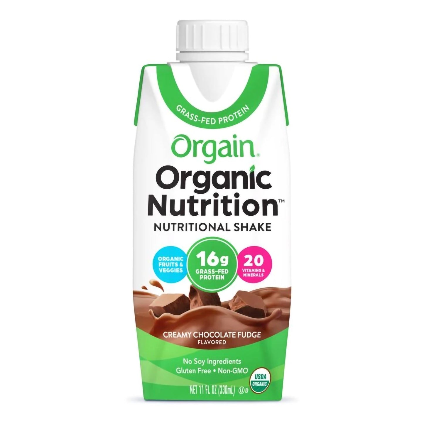 Orgain® Organic Nutritional Shake Oral Supplement Creamy Chocolate Fudge Flavor Liquid 11 oz. Carton (1175951_CS)