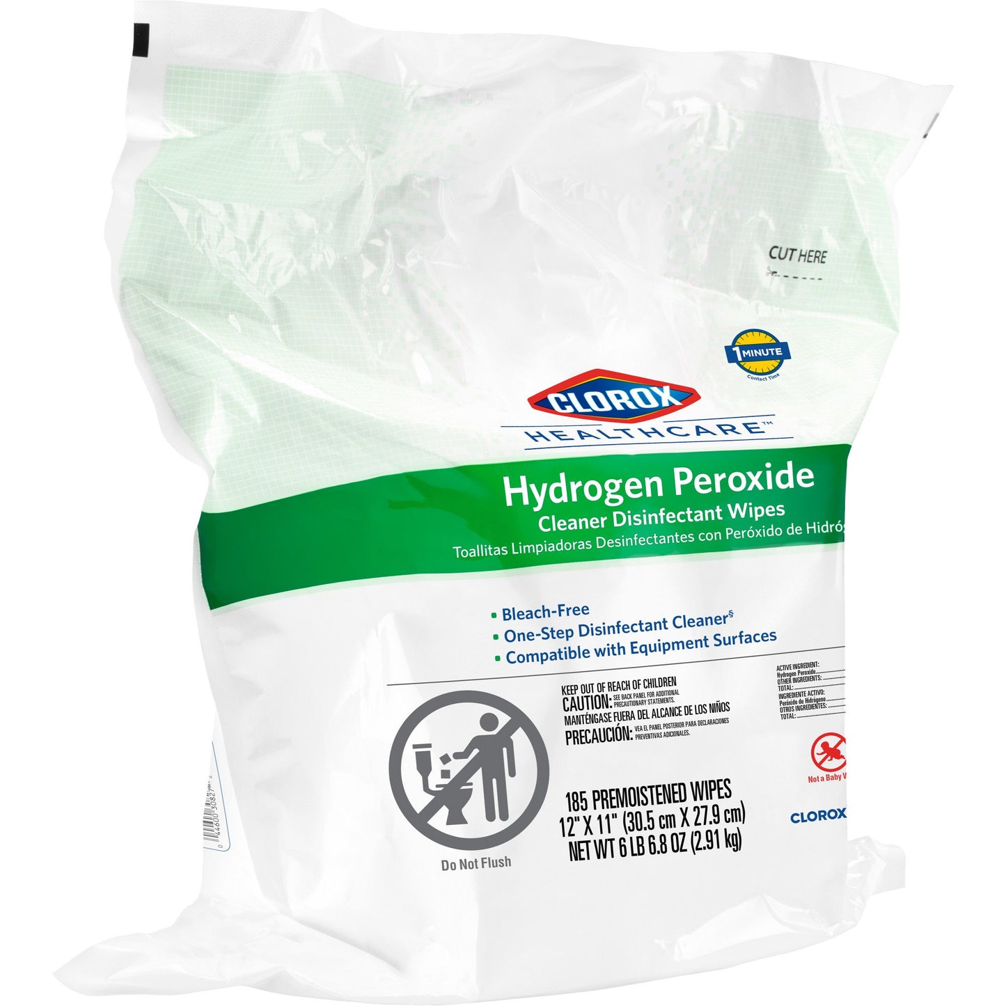 Clorox Healthcare® Surface Disinfectant Cleaner Premoistened Hydrogen Peroxide Based Manual Pull Wipe 185 Count Pouch Unscented NonSterile (800194_CT)
