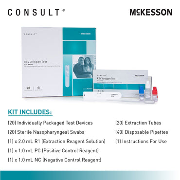McKesson Consult™ Respiratory Test Kit RSV 20 Tests CLIA Waived (1254619_KT)