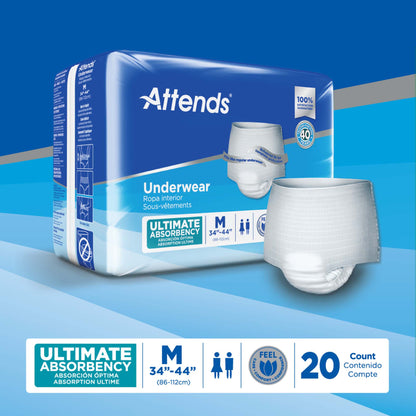 Attends® Unisex Adult Absorbent Underwear Pull On with Tear Away Seams Medium Disposable Heavy Absorbency (848957_BG)