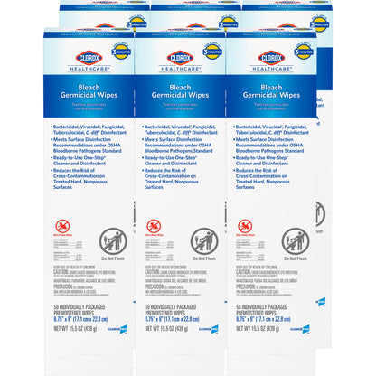Clorox Healthcare® Surface Disinfectant Premoistened Germicidal Manual Pull Wipe 50 Count Individual Packet Fruity Floral Bleach Scent NonSterile (996100_EA)