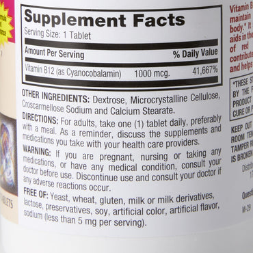 Major® Vitamin Supplement Vitamin B12 1,000 mcg Strength Tablet 130 per Bottle (1137786_BT)