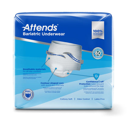Attends® Bariatric Unisex Adult Absorbent Underwear Pull On with Tear Away Seams 2X-Large Disposable Heavy Absorbency (950228_CS)