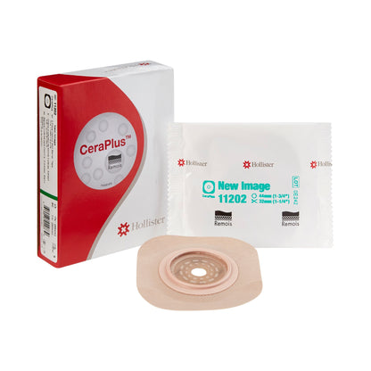 New Image™ CeraPlus™ Ostomy Barrier Trim to Fit, Extended Wear Adhesive Tape Borders 44 mm Flange Green Code System Up to 1-1/4 Inch Opening (970996_BX)
