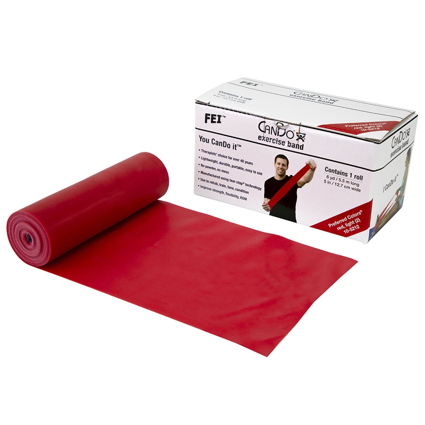 CanDo® Low Powder Exercise Resistance Band Red 5 Inch X 6 Yard Light Resistance (770497_EA)