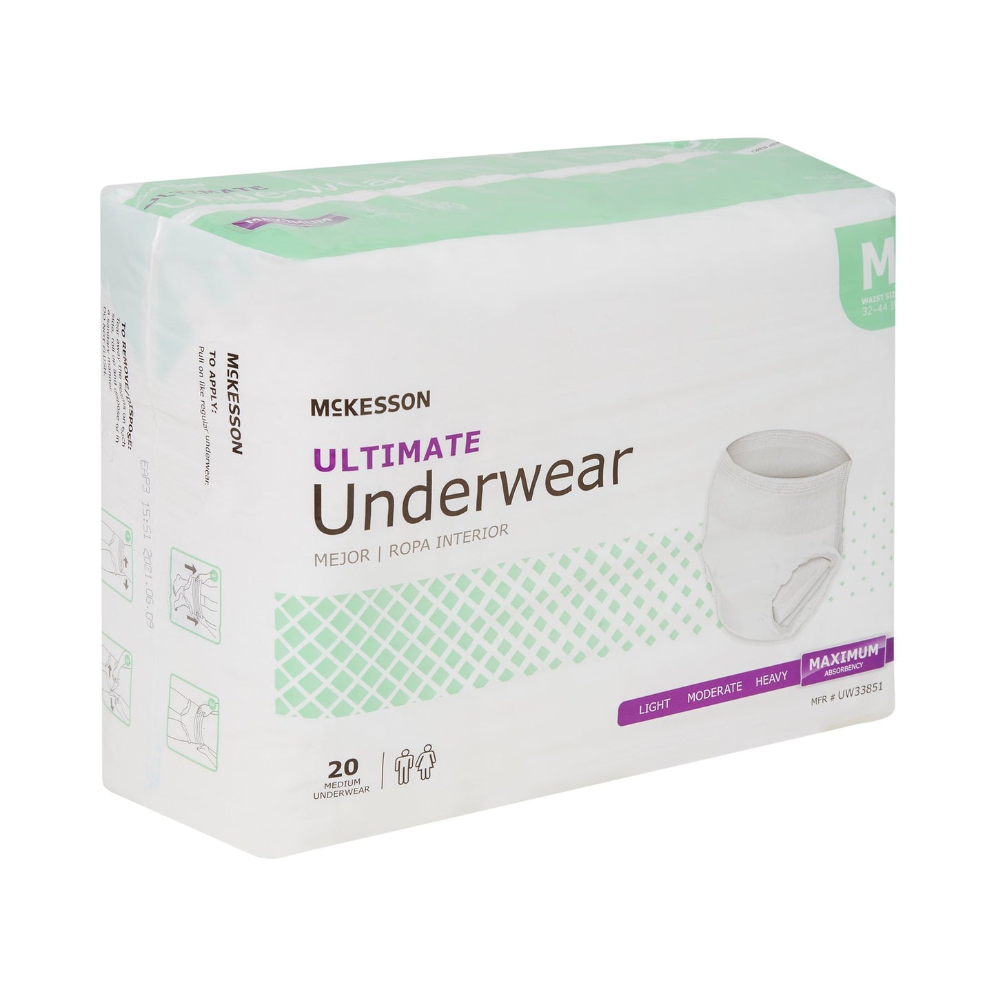 McKesson Unisex Adult Absorbent Underwear Pull On with Tear Away Seams Medium Disposable Heavy Absorbency (1123835_BG)