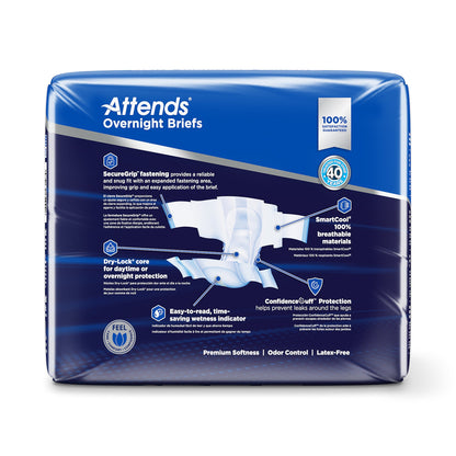 Attends® Overnight Unisex Adult Incontinence Brief Large Disposable Heavy Absorbency (1078991_BG)
