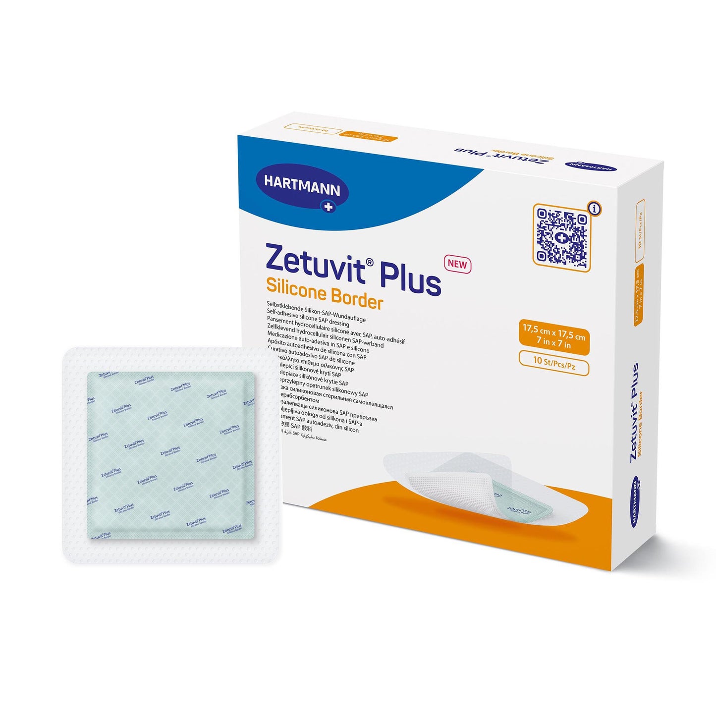 Zetuvit® Plus Silicone Border Super Absorbent Dressing Silicone Adhesive 7 X 7 Inch Square (1242908_BX)