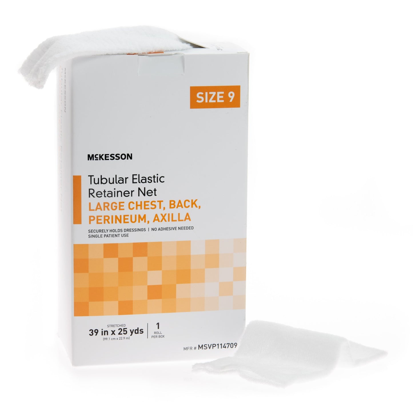 McKesson Elastic Net Retainer Dressing Tubular Elastic 39 Inch X 25 Yard (99.1 cm X 22.9 m) Size 9 White Large Chest / Back / Perineum / Axilla NonSterile (1113353_BX)