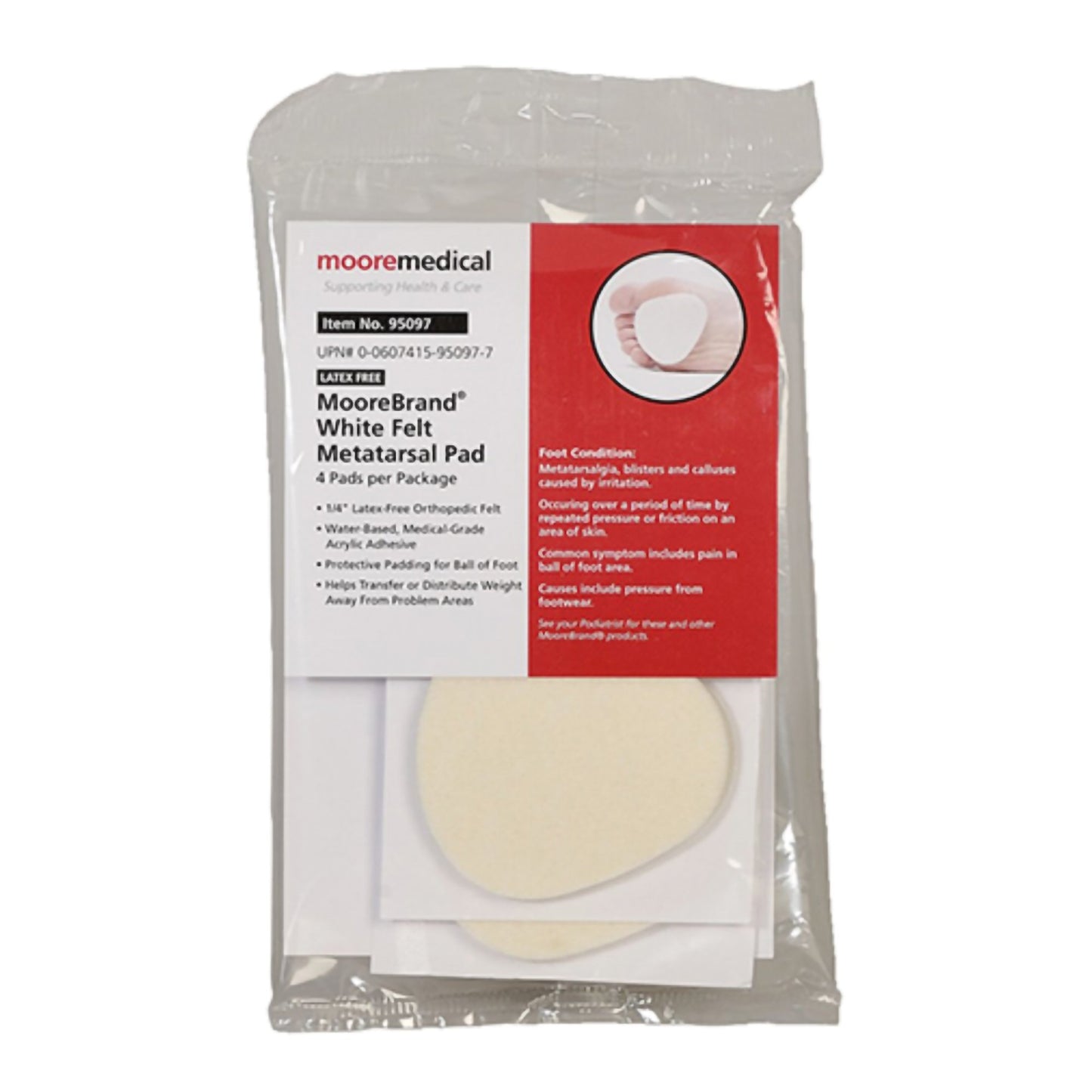 McKesson Pedi-Pads Metatarsal Cushion Size 106-L Adhesive (1111086_PK)