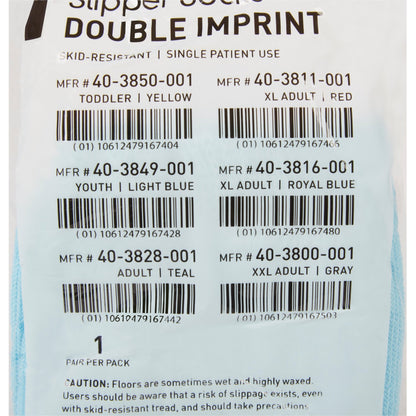McKesson Terries™ Slipper Socks Unisex Child Double Tread Single Patient Use Light Blue (558993_PR)