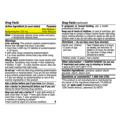 Geri-Care Pain Relief 325 mg Strength Acetaminophen Tablet 1000 per Bottle (1242760_BT)