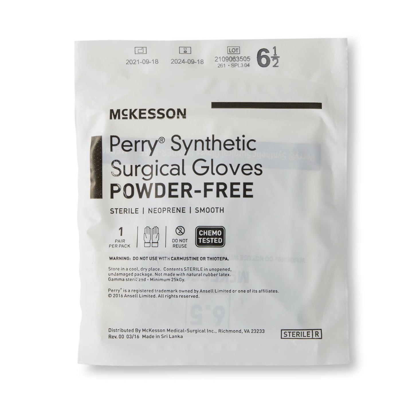 McKesson Perry® Performance Plus Surgical Glove Size 6.5 Sterile Polychloroprene Standard Cuff Length Smooth Dark Green Chemo Tested (1044737_BX)