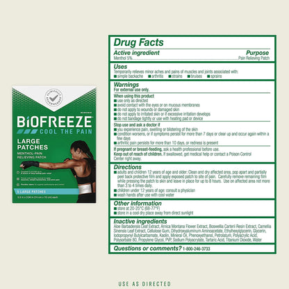 Biofreeze® Topical Pain Relief 5% Strength Menthol Patch 5 per Box (1223463_CS)