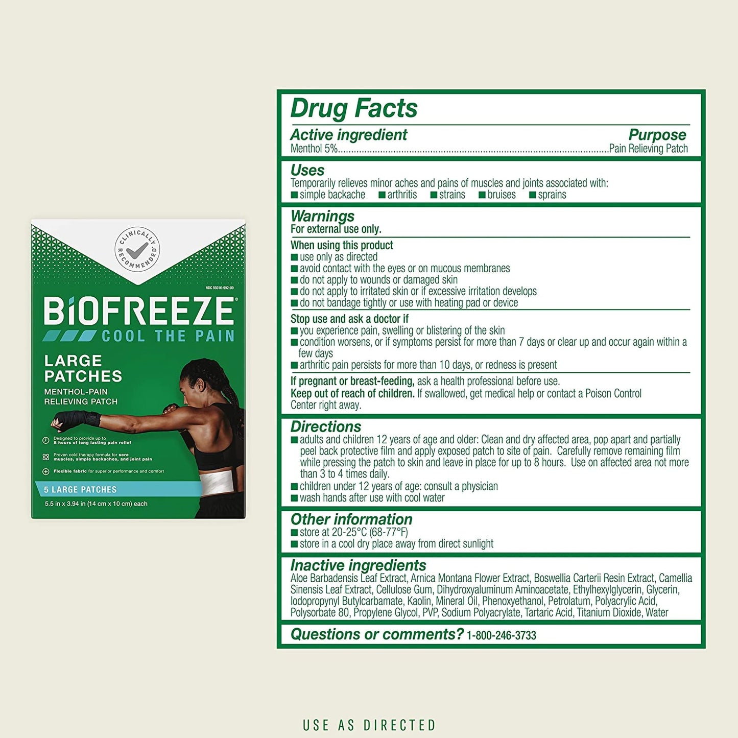 Biofreeze® Topical Pain Relief 5% Strength Menthol Patch 5 per Box (1223463_BX)