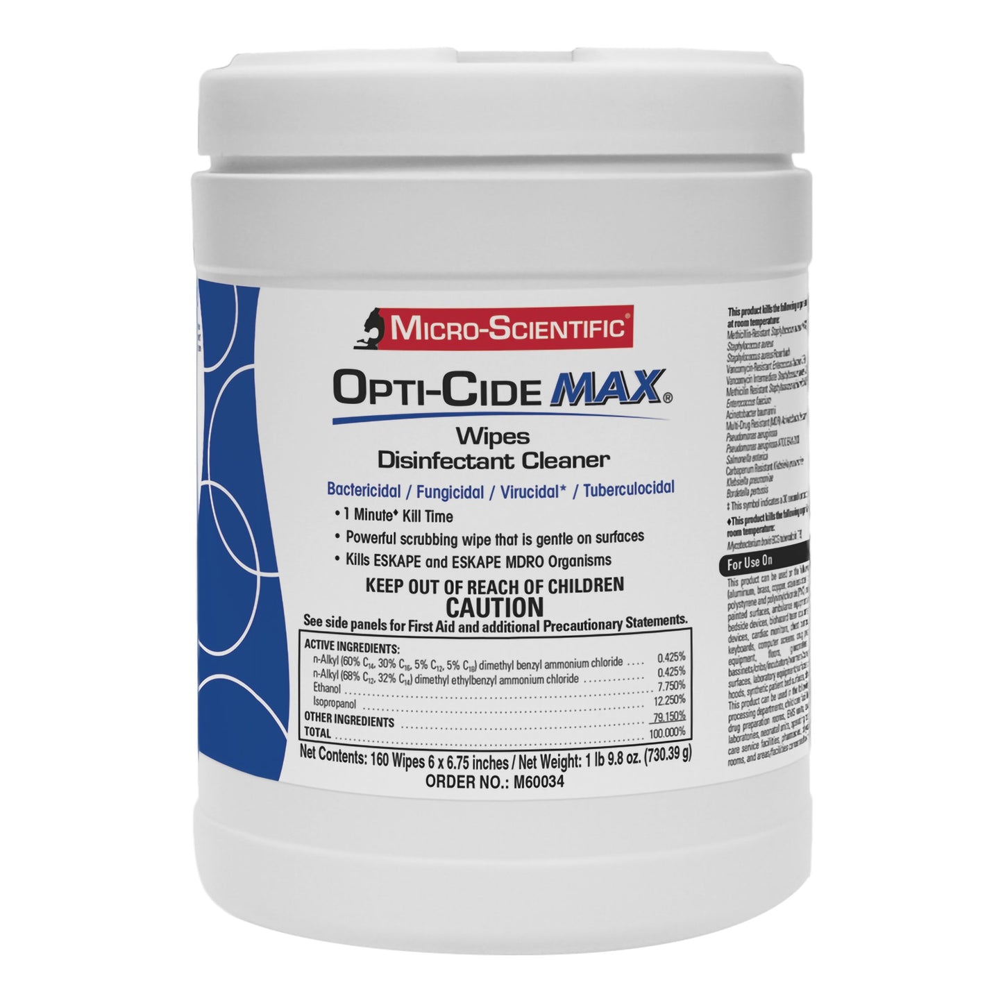 Opti-Cide® Max Surface Disinfectant Cleaner Premoistened Alcohol Based Manual Pull Wipe 160 Count Canister Alcohol Scent NonSterile (1100339_CS)