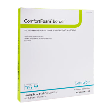 ComfortFoam™ Border Foam Dressing 5 X 8 Inch With Border Waterproof Backing Silicone Adhesive Elbow / Heel Sterile (946559_BX)