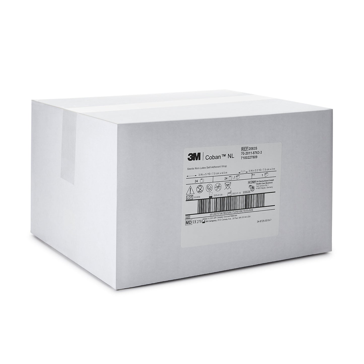 3M™ Coban™ LF Cohesive Bandage 3 Inch X 5 Yard Self-Adherent Closure Tan Sterile Standard Compression (388428_EA)