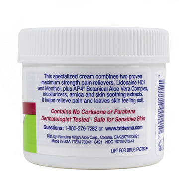 TriDerma MD® Topical Pain Relief 4% - 1% Strength Lidocaine / Menthol Cream 4 oz. (906175_EA)