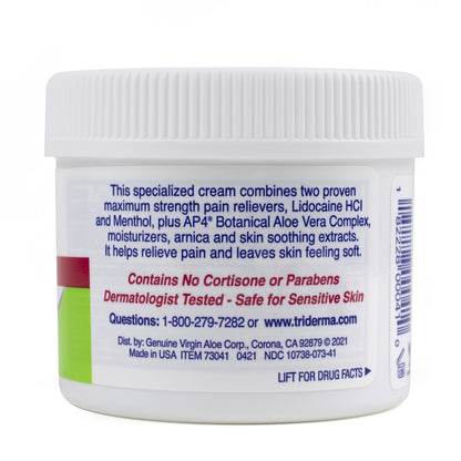 TriDerma MD® Topical Pain Relief 4% - 1% Strength Lidocaine / Menthol Cream 4 oz. (906175_EA)