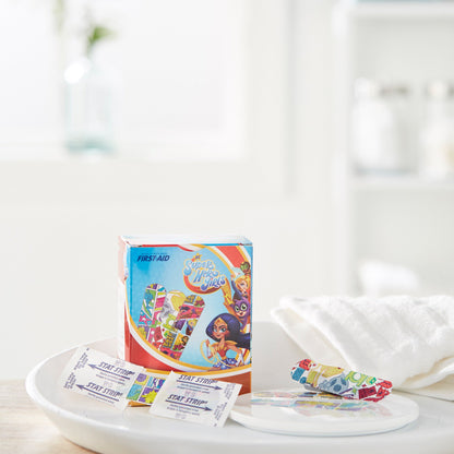 American® White Cross Stat Strip® Adhesive Strip 3/4 X 3 Inch Plastic Rectangle Kid Design (DC Super Hero Girls) Sterile (1018040_BX)