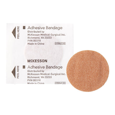 McKesson Adhesive Spot Bandage 1 Inch Fabric Round Tan Sterile (466870_CS)