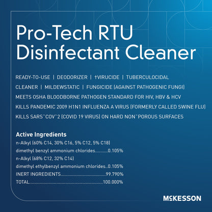 McKesson Pro-Tech Surface Disinfectant Cleaner Quaternary Based J-Fill® Dispensing Systems Liquid 32 oz. Bottle Floral Scent NonSterile (484484_CS)