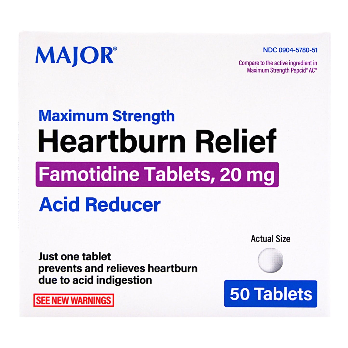 Major® Antacid 20 mg Strength Tablet 50 per Box (1103621_BT)