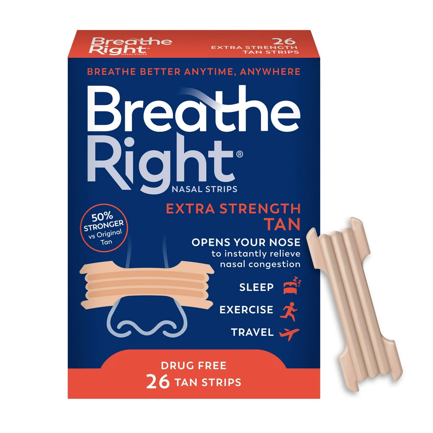 Breathe Right® Extra Strength Allergy Relief Nasal Strip 26 per Box (1231561_BX)