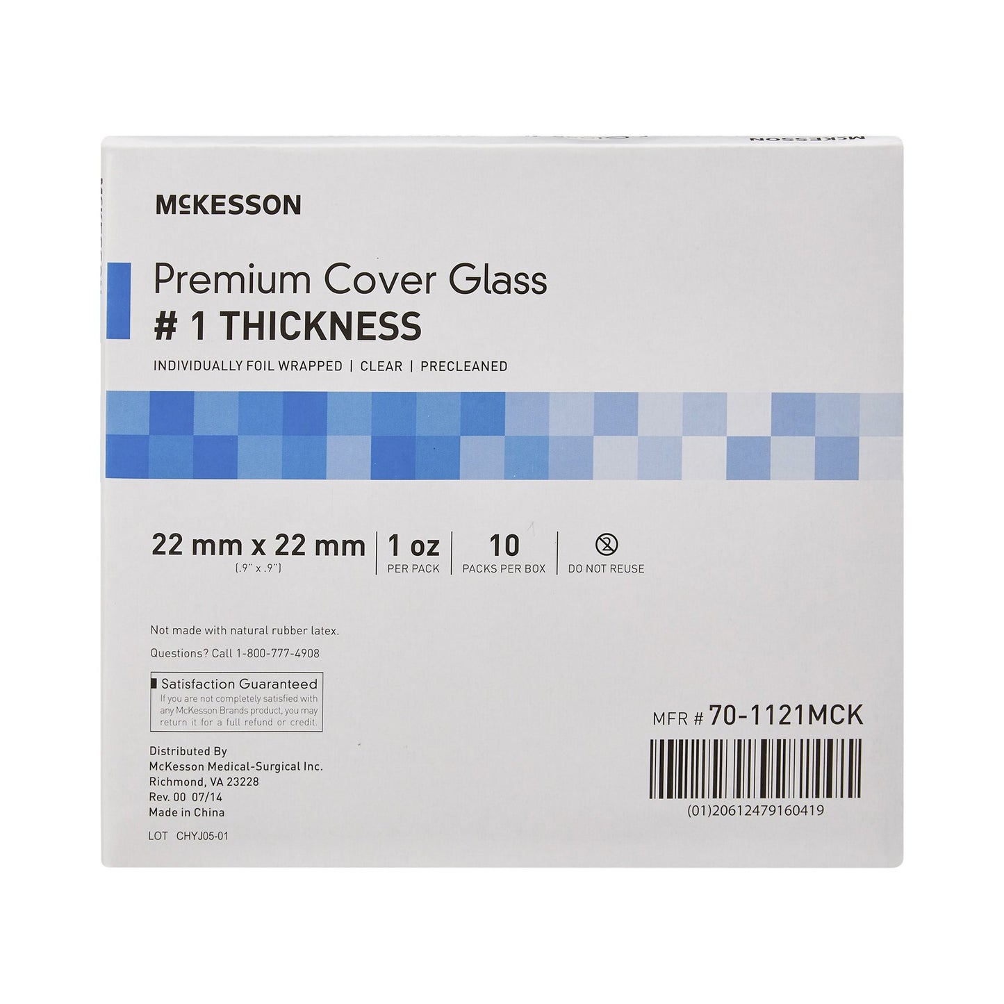 McKesson Cover Glass Square No. 1 Thickness 22 X 22 mm (938364_BX)