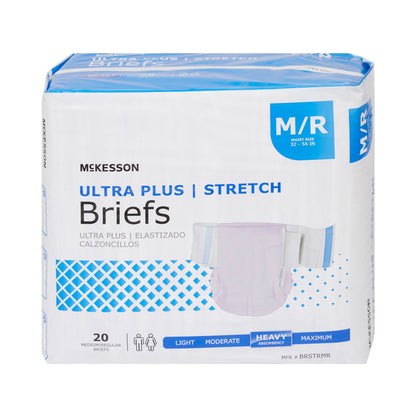 McKesson Ultra Plus Stretch Unisex Adult Incontinence Brief Medium Disposable Heavy Absorbency (884170_CS)