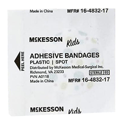 McKesson Kids™ Adhesive Spot Bandage 1 Inch Plastic Round Kid Design (Assorted Prints) Sterile (1110981_CS)