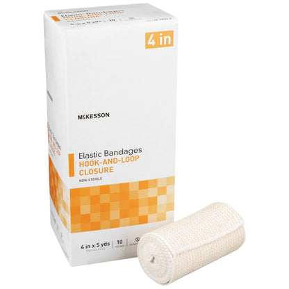 McKesson Elastic Bandage 4 Inch X 5 Yard Single Hook and Loop Closure Tan NonSterile Standard Compression (454620_BX)