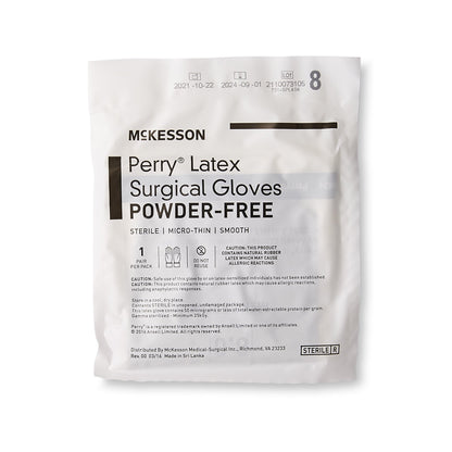 McKesson Perry® Surgical Glove Size 8 Sterile Latex Standard Cuff Length Smooth Brown Not Chemo Approved (1044732_CS)