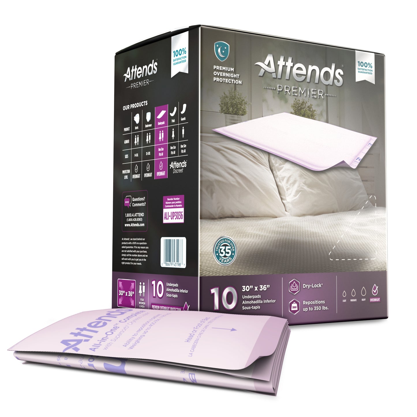 Attends® Premier Disposable Underpad 30 X 36 Inch Dry-Lock® Core Heavy Absorbency (1128080_BG)