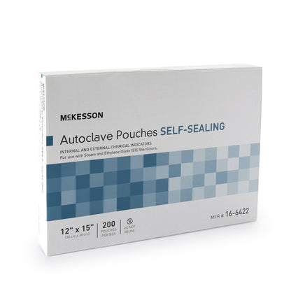 McKesson Sterilization Pouch Ethylene Oxide (EO) Gas / Steam 12 X 15 Inch Transparent Blue / White Self Seal Paper / Film (960947_CS)