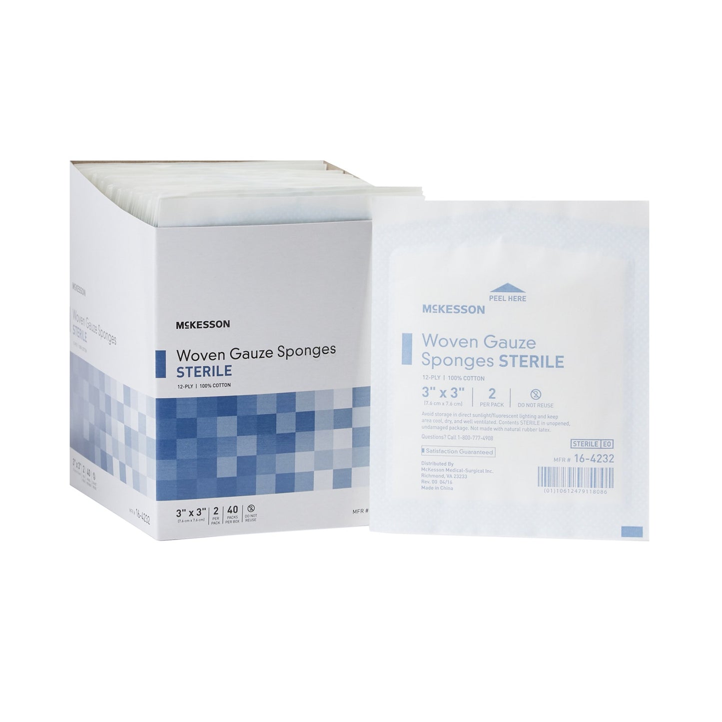McKesson Gauze Sponge 3 X 3 Inch 12-Ply Sterile 2 per Pack (384816_CS)