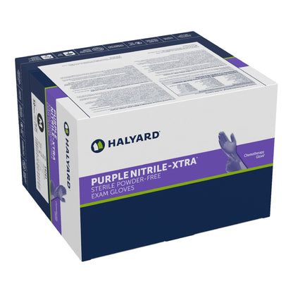 Purple Nitrile-Xtra™ Exam Glove Medium Sterile Pair Nitrile Extended Cuff Length Textured Fingertips Purple Chemo Tested (1042398_CS)