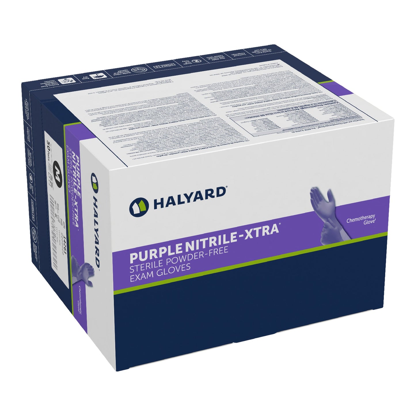 Purple Nitrile-Xtra™ Exam Glove Medium Sterile Pair Nitrile Extended Cuff Length Textured Fingertips Purple Chemo Tested (1042398_BX)