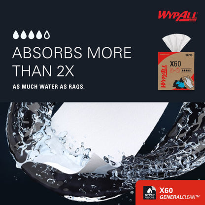 WypAll® General Clean X60 Task Wipe 1180 Sheets Pop-Up™ Box 9.1 X 165.8 Inch NonSterile Limited Reuse (1252415_BX)
