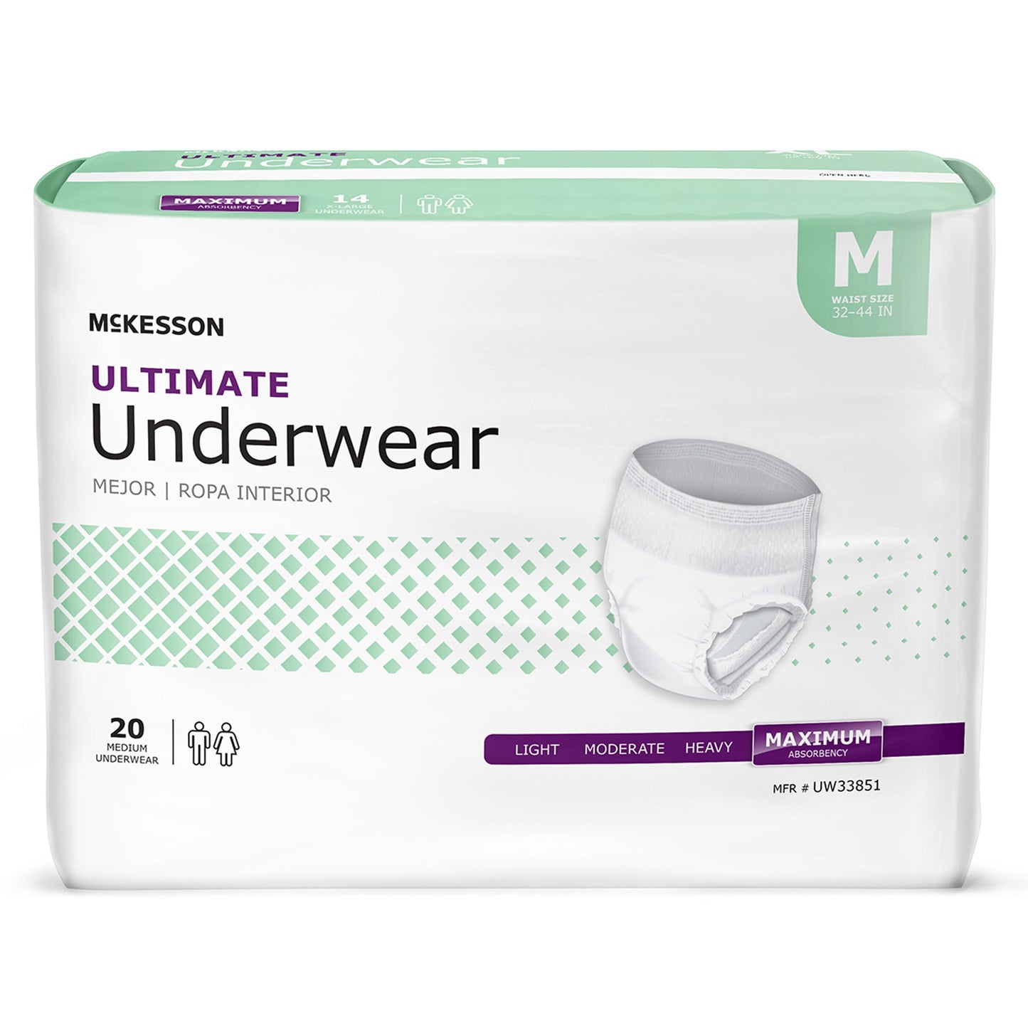 McKesson Unisex Adult Absorbent Underwear Pull On with Tear Away Seams Medium Disposable Heavy Absorbency (1123835_BG)