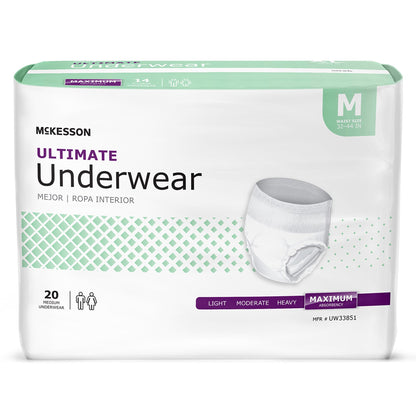 McKesson Unisex Adult Absorbent Underwear Pull On with Tear Away Seams Medium Disposable Heavy Absorbency (1123835_BG)