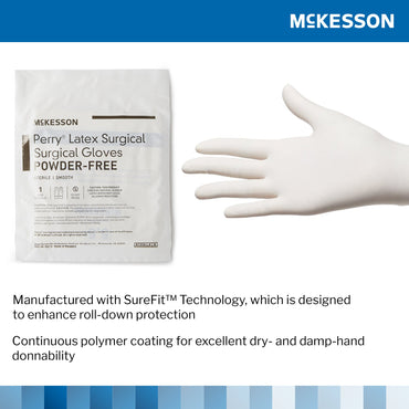 McKesson Perry® Surgical Glove Size 8.5 Sterile Latex Standard Cuff Length Smooth Cream Chemo Tested (1044709_PR)