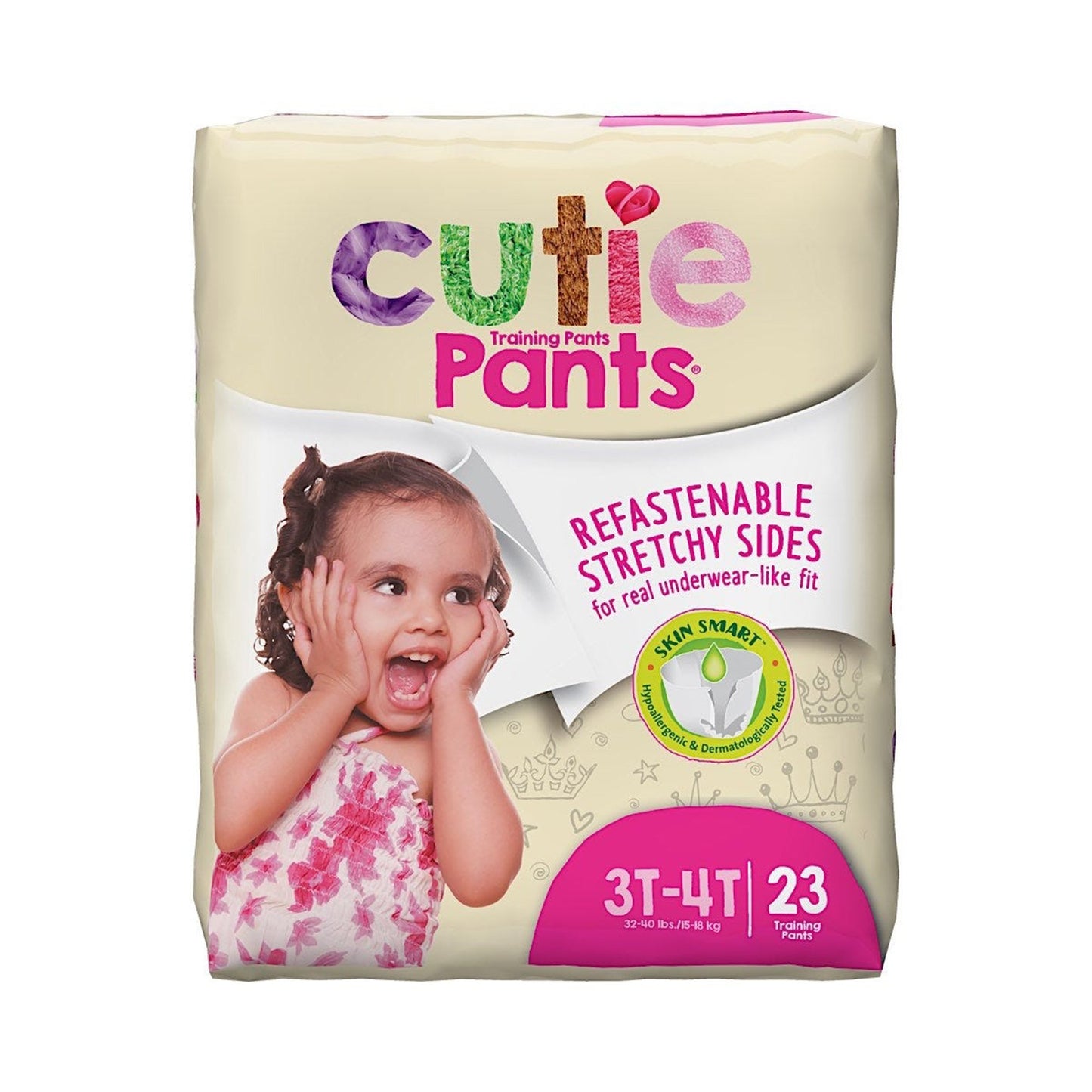 Cutie Pants® Female Toddler Training Pants Size 3T to 4T Disposable Heavy Absorbency (831580_BG)