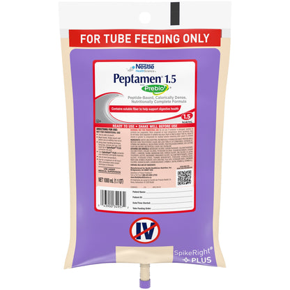 Peptamen® 1.5 with Prebio 1™ Tube Feeding Formula Vanilla Flavor Liquid 1000 mL Ready to Hang Prefilled Container (803594_CS)