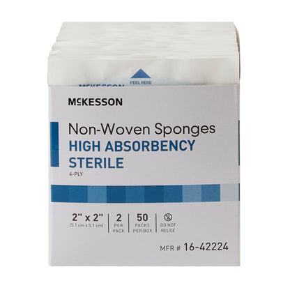 McKesson Nonwoven Sponge 2 X 2 Inch 4-Ply Sterile 2 per Pack (482409_PK)